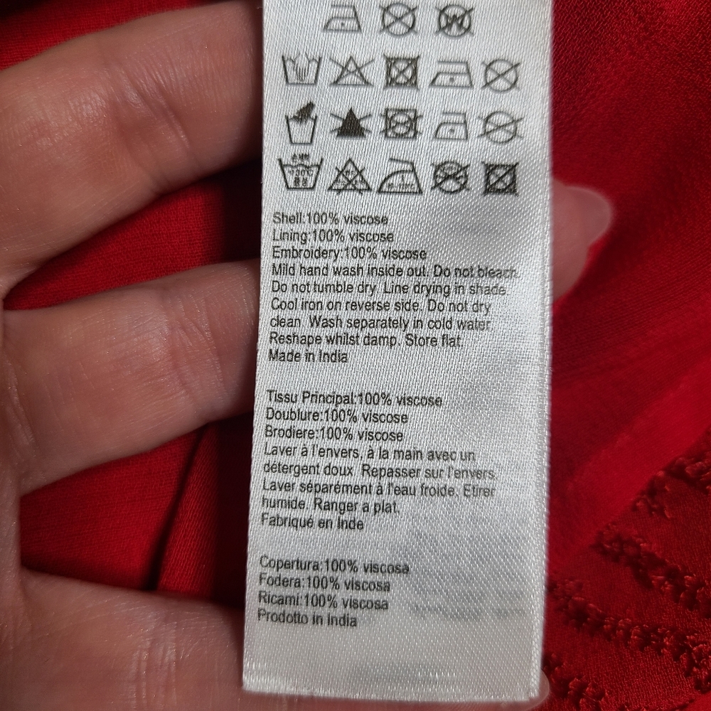 NEW All Saints Size 0 Red Embroidered Rosi Ani Dress - Picture 10 of 11
